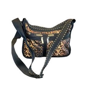 Lesportsac Black and Brown Leopard Shoulder Bag